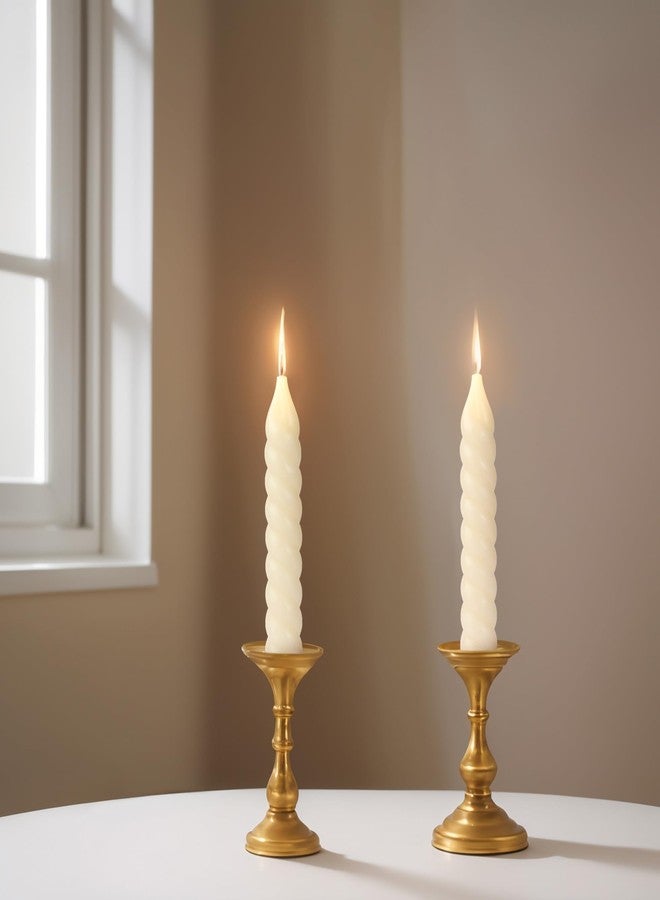 ENCANLIGHT Beeswax Taper Candles, 5 Inch Spiral Tapered Candles 10 Pack, 0.78" Diameter Ivory Natural Bees Wax Candlesticks, 4.5 Hours Long Lasting - Smokeless and Unscented for Home Decoration, Wedding, Party - Image 4